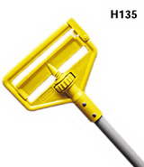 View: H136 Side Gate Wet Mop Handle, Large Yellow Plastic Head, Vinyl-covered Aluminum Handle